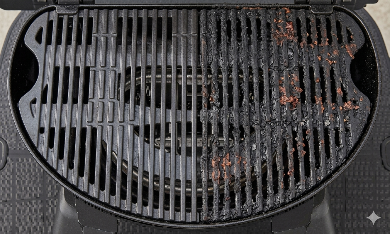 烤盤清潔對比:乾烤vs刷焦糖醬